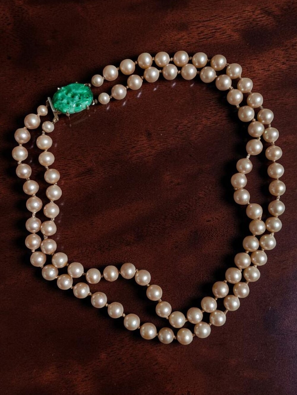 Vintage Marvella Jade Pearl Necklace